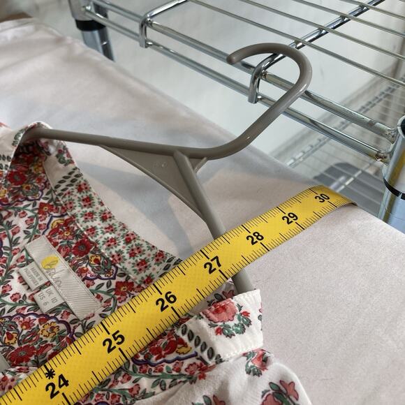 Boden Women's Cream Floral Button Front Relaxed Blouse Size 6 Boho Wide Sleeve - Picture 3 of 12